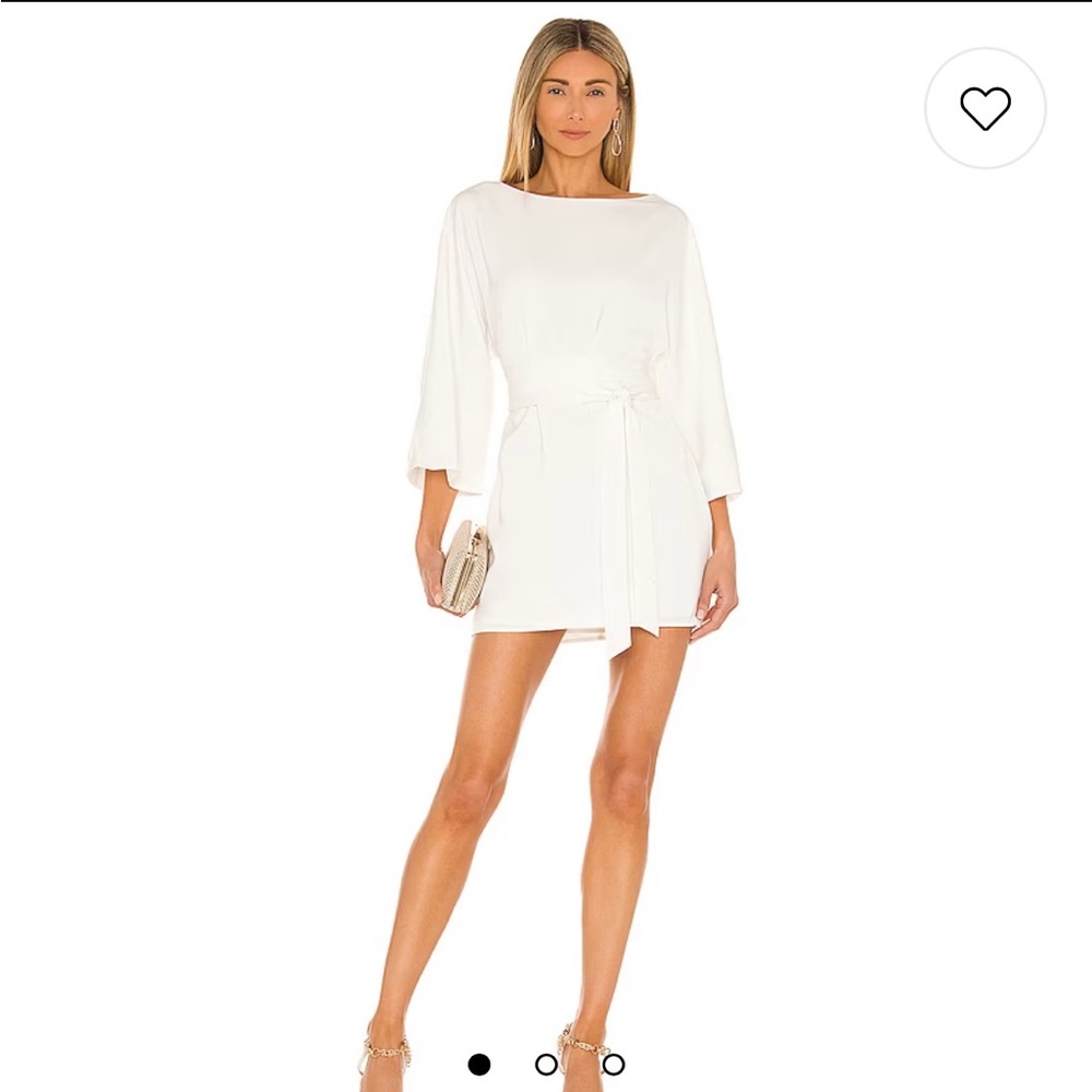 Ivory waist tie mini dress